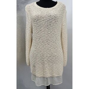 Relativity‎ XL OpenKnit Sequin Crewneck Minimalist Tunic/Mini Dress Y2K Elegant